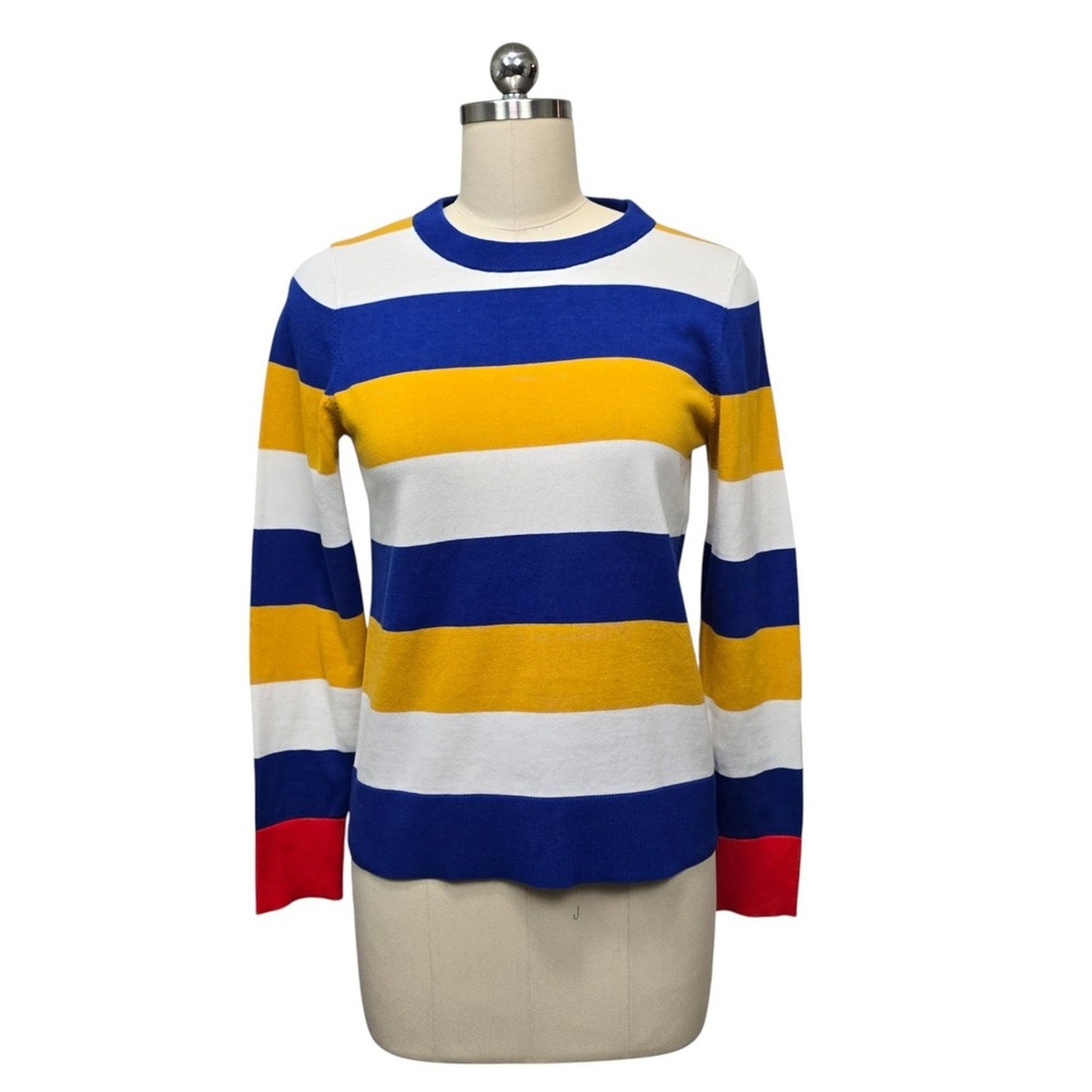 COS Striped Knit Sweater Preppy Rugby Blue Yellow White Red Size XS Blokecore